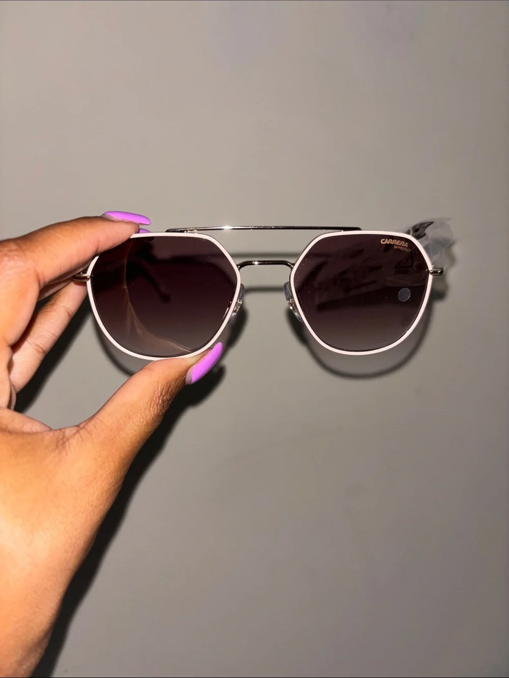 NWOT Carrera Gold Frame Sunglasses with Brown Gradient Lenses and Cream Temples